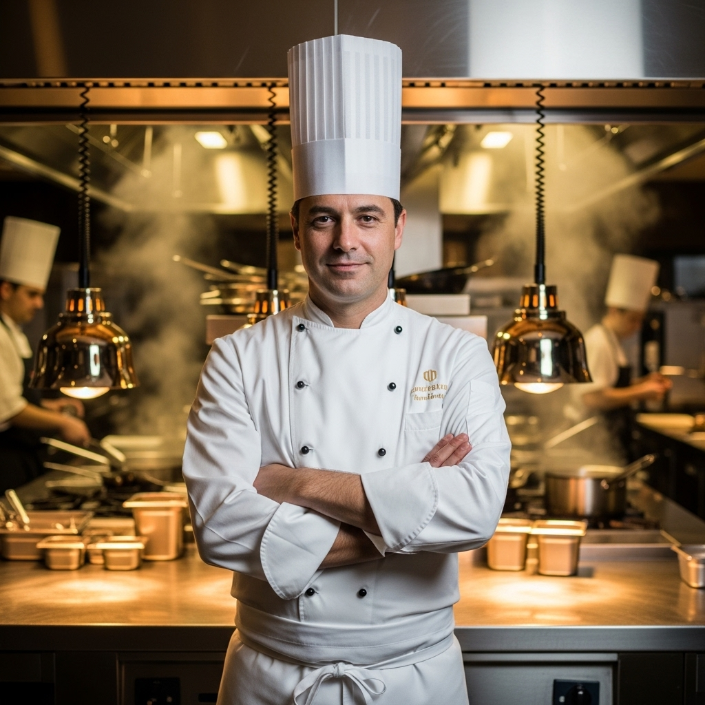 Head chef in traditional uniform