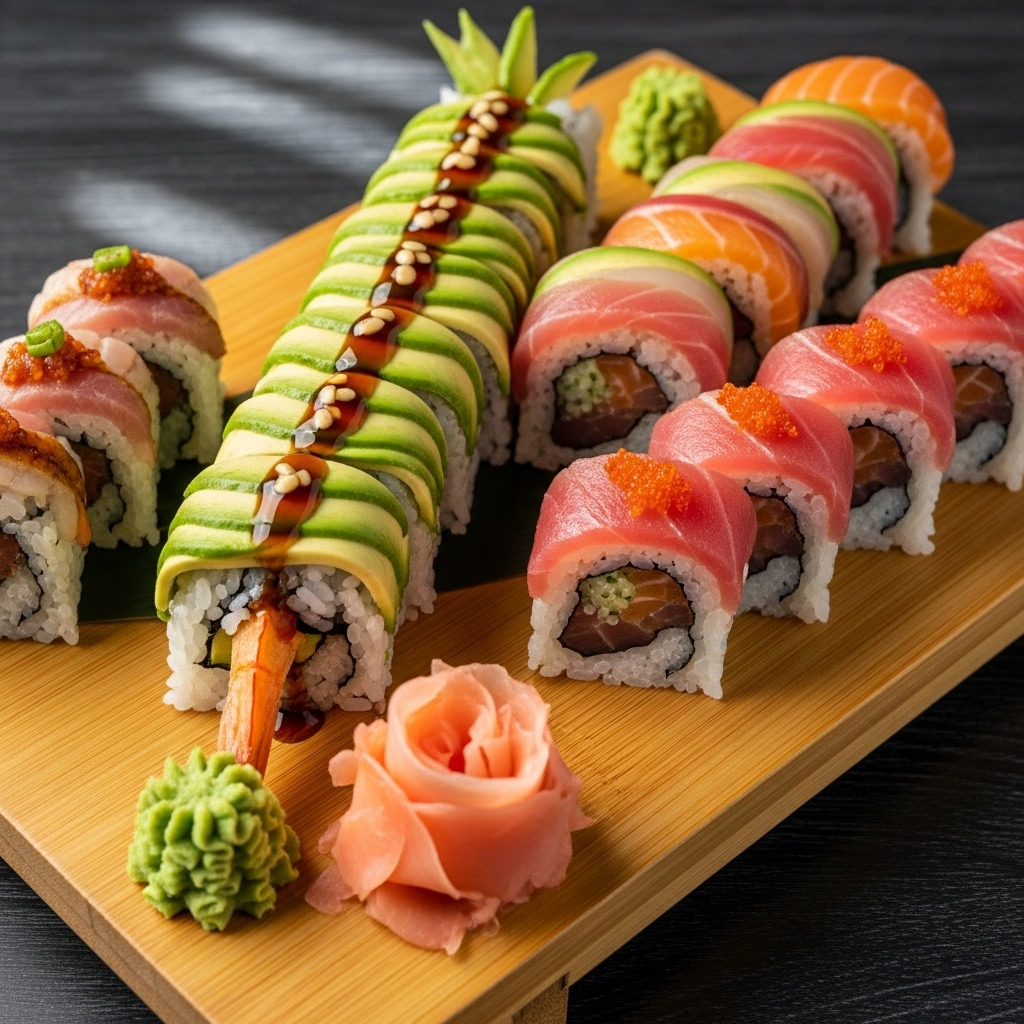 Variety of specialty maki rolls
